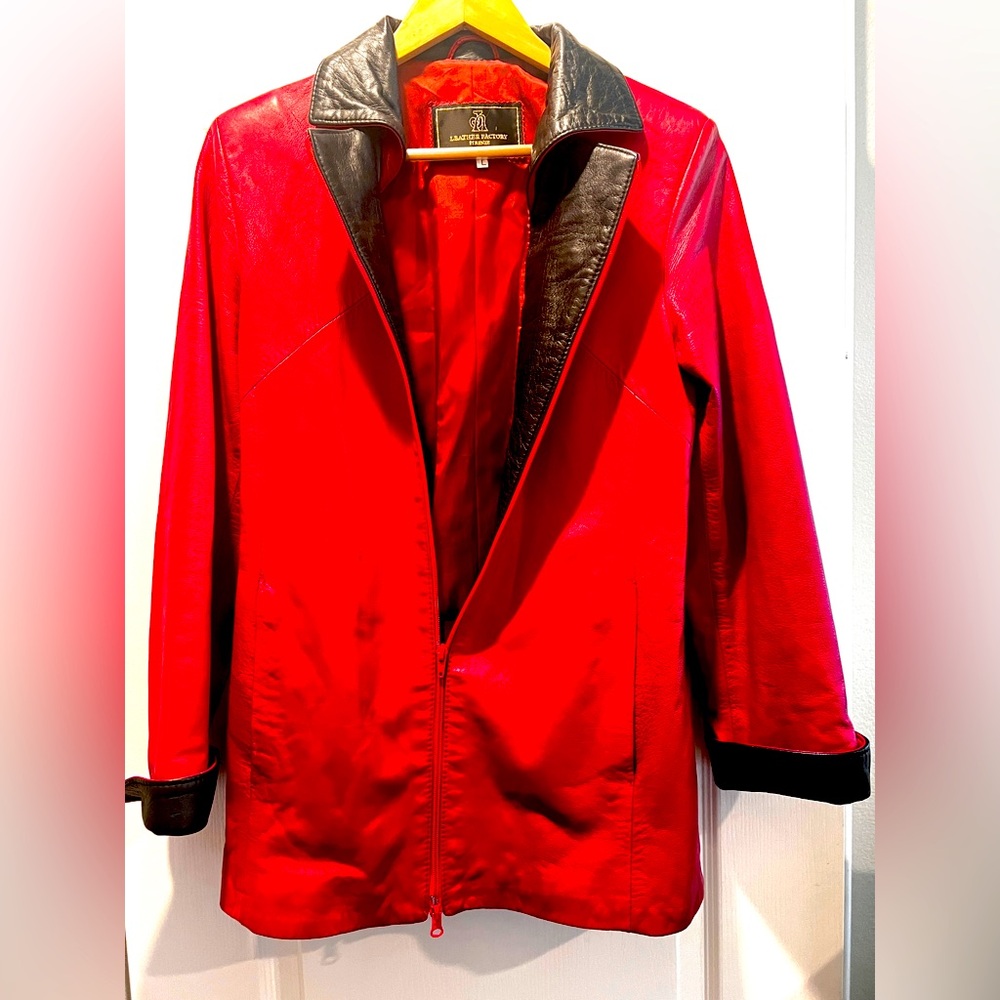 Red leather jacket
